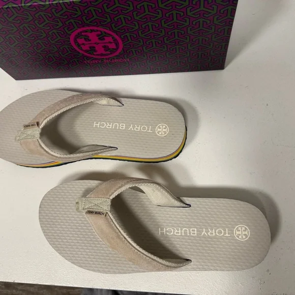 Tory Burch Neutral Flip Flops with Multicolor Sole - Picture 2 of 4